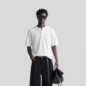 WHITE HENLEY T-SHIRT